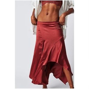 Free People Sunrise Asymmetrical Skirt in Russet Acorn Size 6